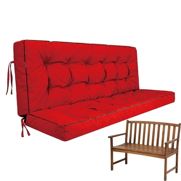 Porch Swing Cushions, Swing Cushions 3 Seater Replacement with Backrest, Thicken 4" Waterproof Bench Pad Cushions, Outdoor Loveseat Cushions Non-Slip Chairs Pad (Red)