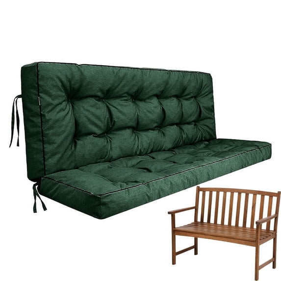 Porch Swing Cushions, Swing Cushions 3 Seater Replacement with Backrest, Thicken 4" Waterproof Bench Pad Cushions, Outdoor Loveseat Cushions Non-Slip Chairs Pad (Dark Green)