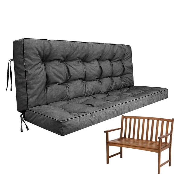 Porch Swing Cushions, Swing Cushions 3 Seater Replacement with Backrest, Thicken 4" Waterproof Bench Pad Cushions, Outdoor Loveseat Cushions Non-Slip Chairs Pad (Dark Gray)