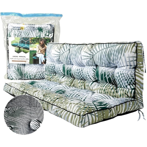 YLLN Porch Swing Cushions, Patio Furniture Cushions With 4" Thicken Backrest, Waterproof & Machine Washable, with Ties, Bench Cushions For Outdoor Furniture(40"x63"Bamboo)