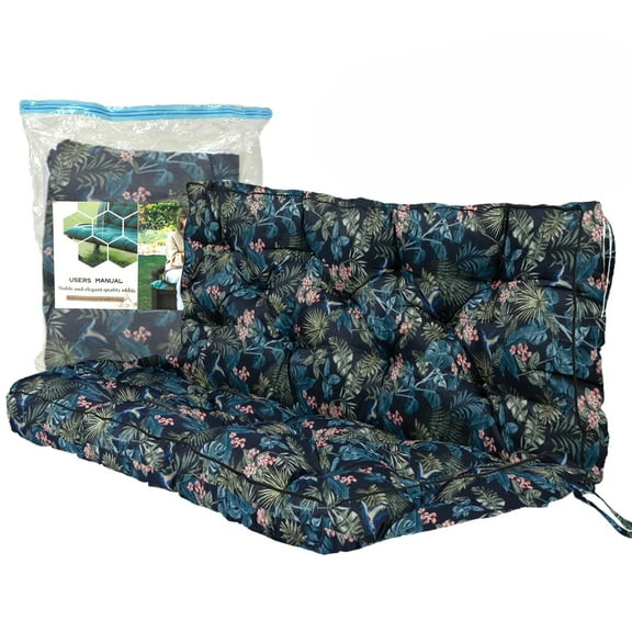 Swing Cushion Replacement 2-3 Seater Waterproof Outdoor Porch Swing Cushions&Thickened 4"(Hummingbird And Flower)