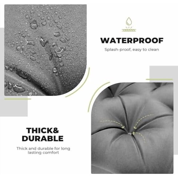 Porch Swing Cushions, Waterproof Outdoor Swing Cushions for Patio Furniture with Backresk, 2-3 Seater Thickened Patio Swing Replacement Cushion 60×40" (Grey)