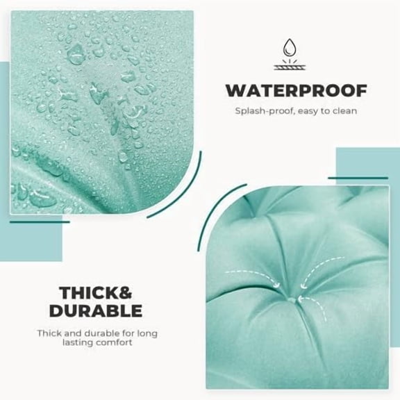 Porch Swing Cushions, Waterproof Outdoor Swing Cushions for Patio Furniture with Backresk, 2-3 Seater Thickened Patio Swing Replacement Cushion 60×40" (Teal)