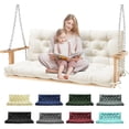 thumbnail image 1 of Porch Swing Cushions, Waterproof Patio Swing Cushions for Outdoor Furniture Thickened Outdoor Swing Bench Cushions 2-3 Seater Replacement with Ties for Patio Swing (Cream, 60x40 Inch), 1 of 13