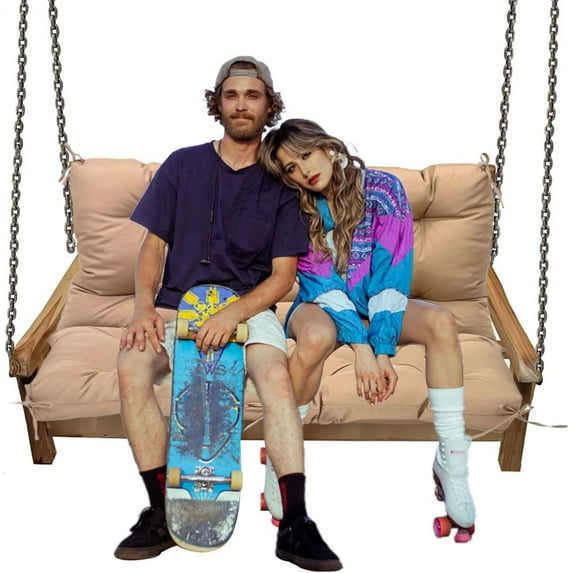 Porch Swing Cushions with Backrest, Waterproof Bench Pad Cushions, Thicken Outdoor Swing Cushions for Outdoor Patio Garden Furniture Khaki 40x40in