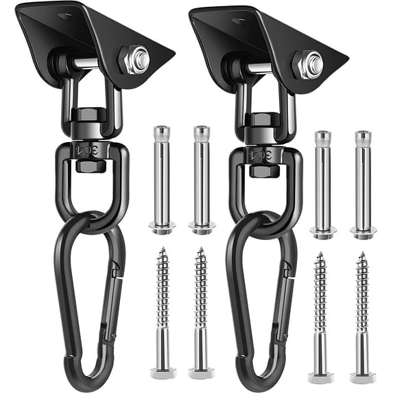 Porch Swing Hanging Kit, 360°Rotating 1200 lb Capacity Hanger for Porch Swing, Hammocks, Swing Chair (2 Pack)