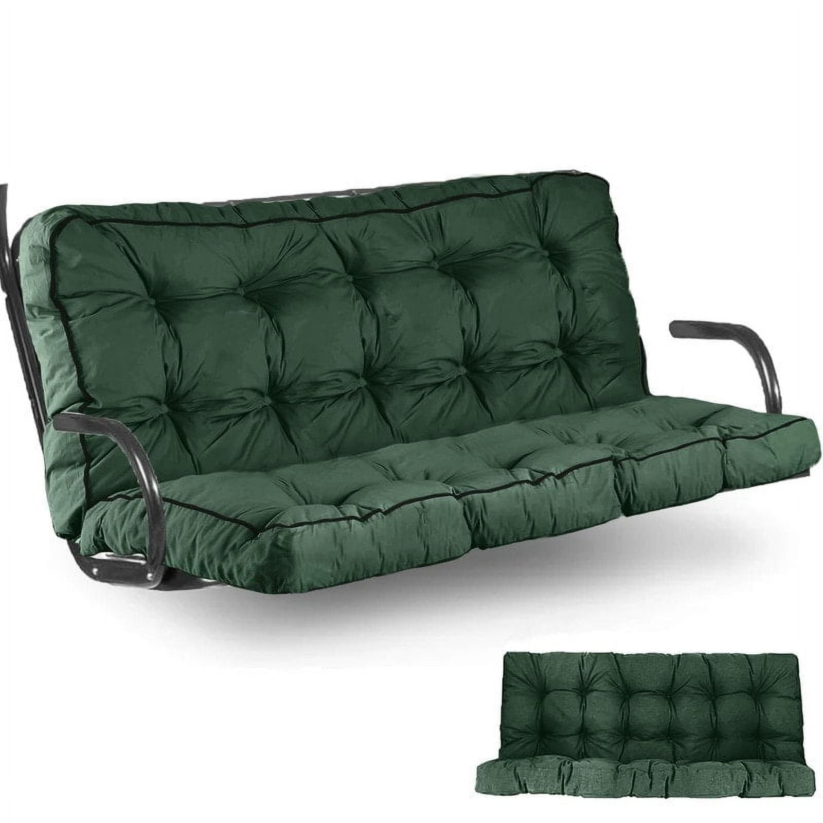 Dark Green Waterproof Outdoor Swing Cushion with Backrest, 55in