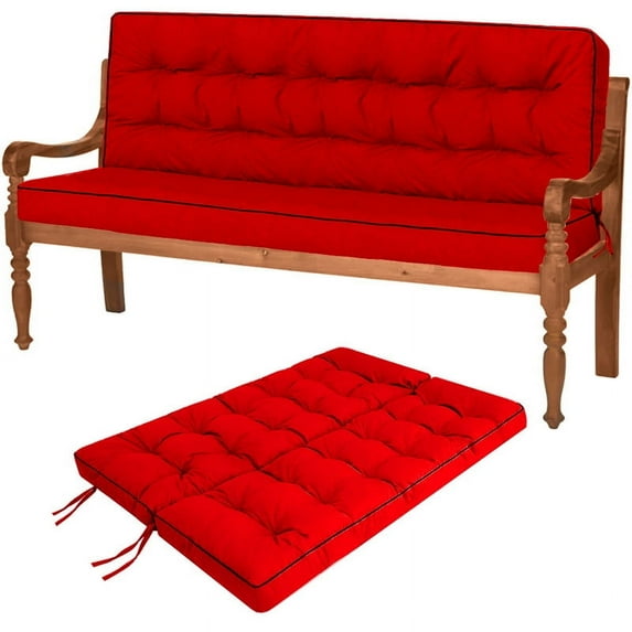 Porch Swing Replacement Cushions, Indoor Thick Garden Bench Seat Cushion Waterproof 2-3 Seater Patio Swing Cushions Replacement for Outdoor Furniture (Red 55x40in)