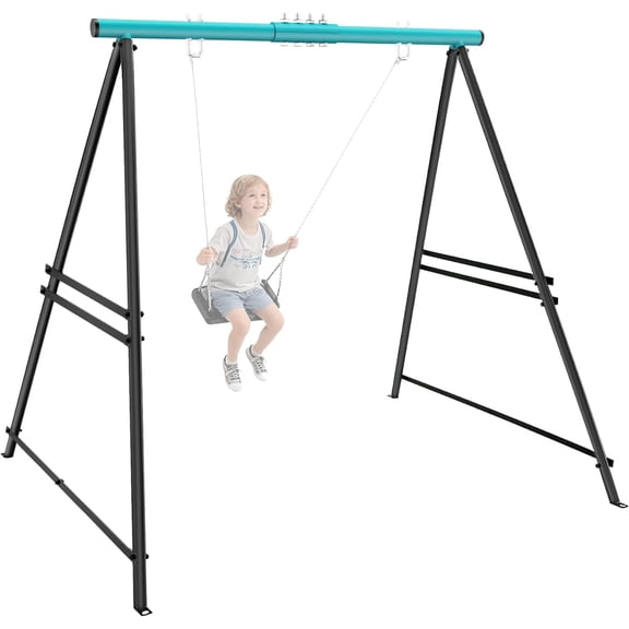 Porch Swing Stand Frame for Both Kids and Adults,440Lbs Heavy-Duty Metal A-Frame for Swing Sets for Backyard (Frame Only) (Blue)