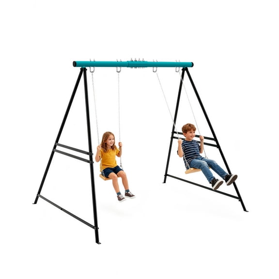 Porch Swing Stand Frame for Both Kids and Adults,440Lbs Heavy-Duty Metal A-Frame for Swing Sets for Backyard (Frame Only) (Deep Blue-2person)
