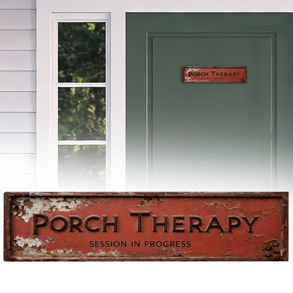 Porch Therapy Session In Progress Sign - Rustic Metal Street Sign or Door Name Plate Plaque - Size: 16 x 4 Inches