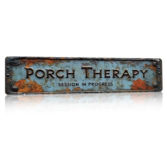 Porch Therapy Sign, 2D Aluminum Wall Decor for Porch, Patio Sign, Outdoor Porch Decor, 4x16 Inch