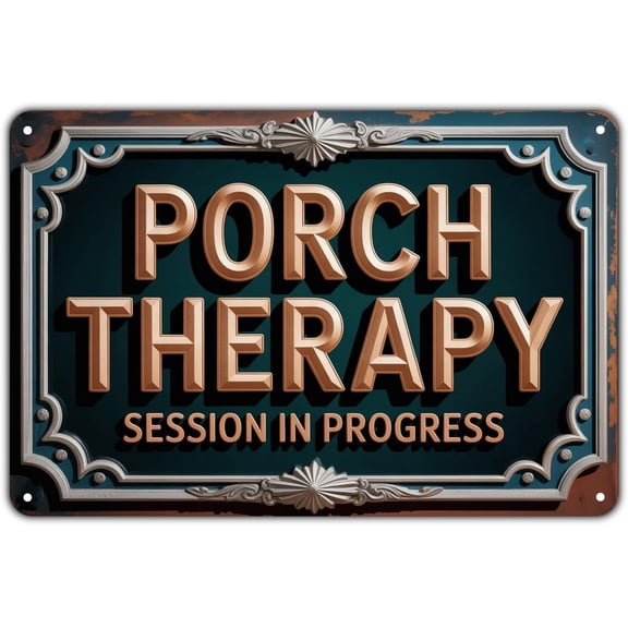 Porch Therapy tin sign Vintage Porch Therapy Session Metal Sign Print Aesthetic for Garden Yard Bar Porch Home Bedroom Kitchen Wall Decor Gift 8 x 12 in