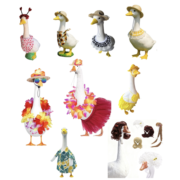 Porch goose dress up, festivals decoration include Halloween, Thanksgiving, Christmas, St. Patrick's Day, Easter, Valentine's Day, suitable for courtyard, garden decoration, porch goose decoration