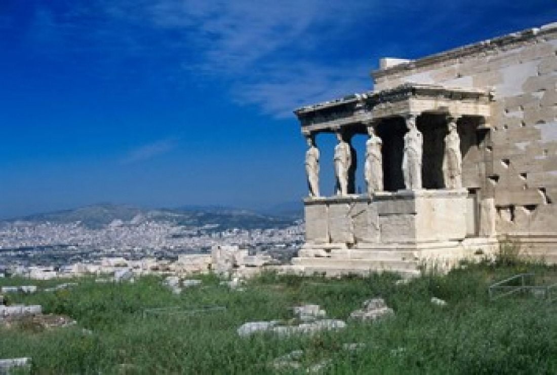 Porch of The Caryatids Acropolis of Athens Greece Canvas Art - Rolf Nussbaumer DanitaDelimont (37 x 25)