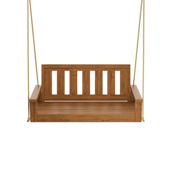 Porchgate Amish Heavy Duty 700 Lb Ardmore Porch Swing, 4-Foot, Oak Stain, 8Ft Rope, Without Cups