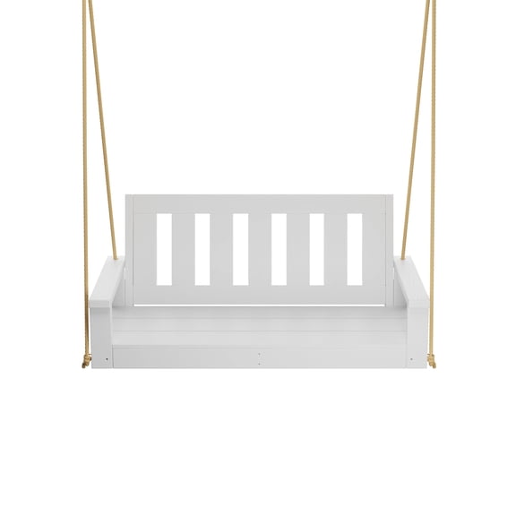 Porchgate Amish Heavy Duty 700 Lb Ardmore Porch Swing, 4-Foot, Pure White, 8Ft Rope, Without Cups