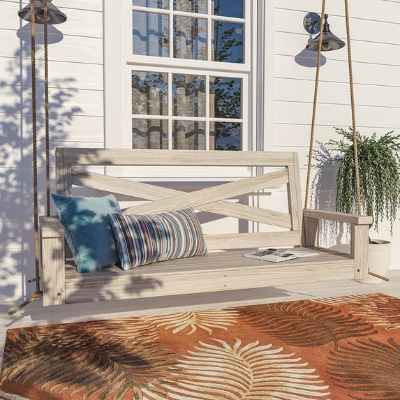 Porchgate Amish Heavy Duty 700 Lb Boardwalk Porch Swing W/ Ropes (5 Foot, Unfinished)