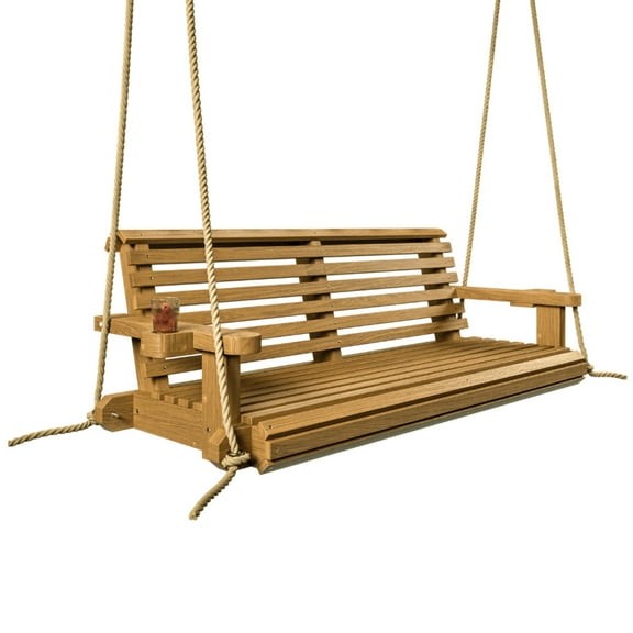 Porchgate Amish Heavy Duty 700 Lb Roll Comfort Treated Porch Swing, 4-Foot, Birch, 8Ft Rope