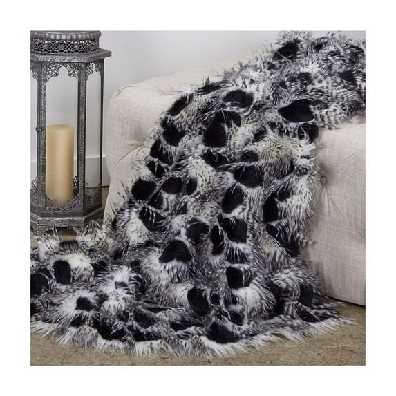 Plutus Porcupine Black and White Faux Fur Luxury Throw 90"W x 60"L