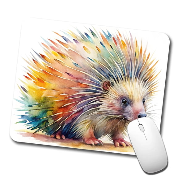 Porcupine Colorful Rainbow Watercolor Mouse Pad Low Profile Gaming Mat