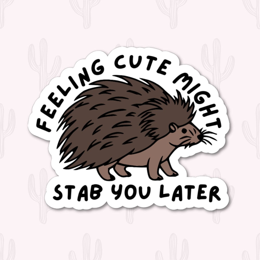 Porcupine Sticker, Cute Animal Stickers, Wildlife Sticker, Rodent ...