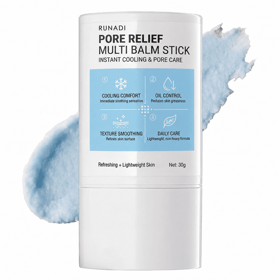 Pore Relief Multi Balm Stick 30g, 4-in-1 Pore Care Instant Cooling Oil Control, Matte Face Stick for Skin Texture Smoothing Daily Care