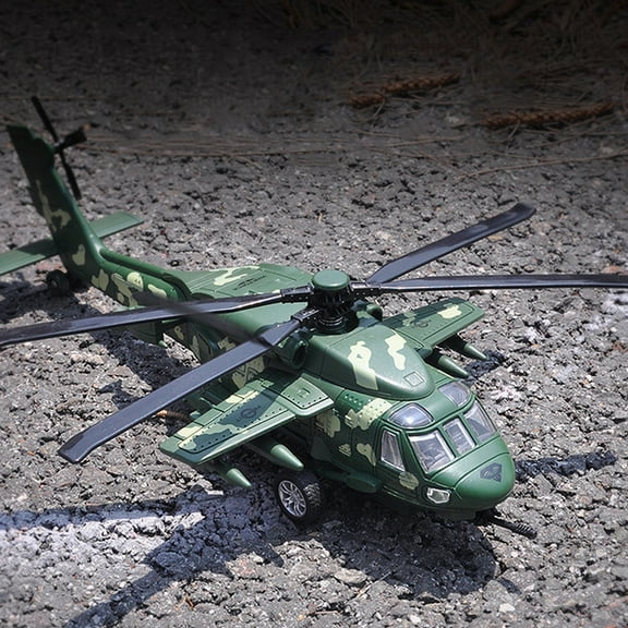 Porfeet 1/72 Alloy Diecast Black Hawk Helicopter Pull back Model with Sound Light Toy,Green