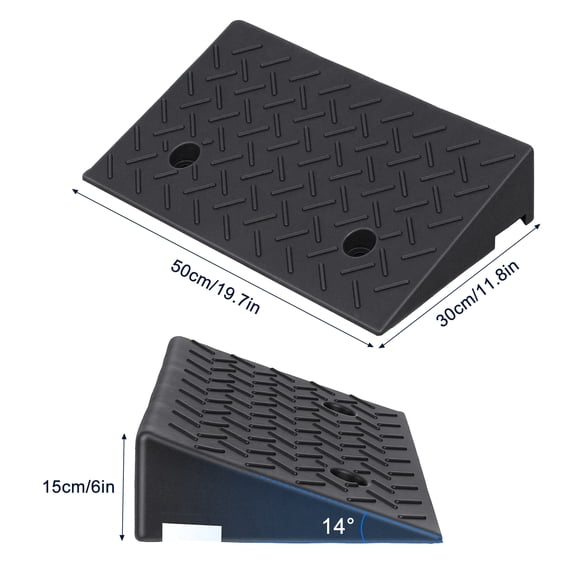 Porfeet 1 Pair Heavy-Duty Rubber Car Ramps, Non-Slip Industrial Shed Ramp, 6" Height, Supports 7000LBS, Driveway Ramp for Wheelchairs, Cars, Scooters and Motorcycles,Black
