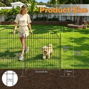 Porfeet 10 Panels Decorative Garden Fence with Gate, 32 in H x 23.6 ft L No Dig Dog Fence for Yard, Rustproof Tall Garden Fencing Panels, Animal Barrier for Yard Border, Patio, Outdoor,Black