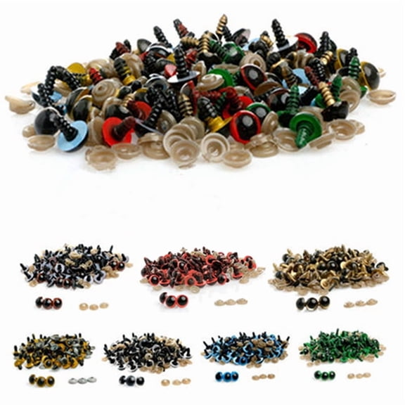 Hevirgo 100 Pcs 8-20mm Plastic Safety Eyes for Teddy Bear Doll Animal Puppet Craft DIY,Blue 10mm