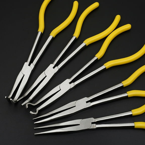 Porfeet 11inch Multifunctional Straight Bent Tip Long Nose Pliers Mechanics Hand Tool(90 Degree)