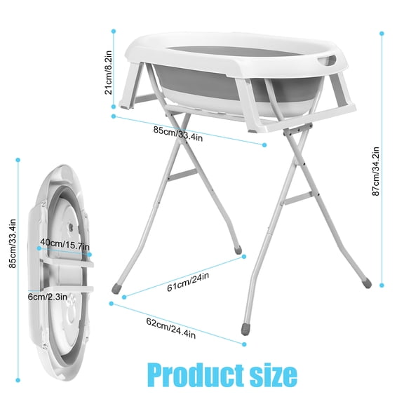 Porfeet 2 in 1 Dog Bathtub Dog Washing Station, Foldable Pet Bath Tub for Bathing and Grooming, Collapsible Portable Shower Bathtub for Small Dogs Cats Pet, Indoor and Outdoor,Grey