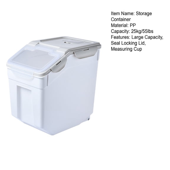 Porfeet 2 Pcs Rice Storage Container, Large Airtight Flour Storage Containers with Seal Locking Lid and Wheels, Dog Pet Food Bin with Measuring Cup for Sugar Cereal Dry Food (55lbs),Blue