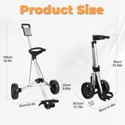 Porfeet 2 Wheel Foldable Golf Push Cart, Collapsible Golf Trolley with Scoreboard Holder, Push Pull Golf Cart, Golf Hand Cart, Ergonomic Handle Golf Cart, Portable Golf Bag Cart,Silver