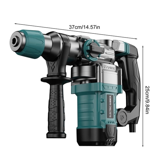 Porfeet 3 in 1 Hammer Drill, 1-1/4 Inch 13 Amp Heavy Duty Rotary Hammer Drill with Safety Clutch, 4 Functions and Variable Speed, Including Chisels and Drill Bits,US Plug