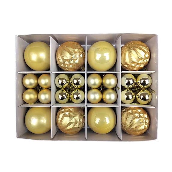 Porfeet 40Pcs 3/6cm Christmas Tree Color Ball Shatterproof Drawing Paper Box High Gloss Plastic Xmas Party Decor Hanging Ball Pendant for Festival