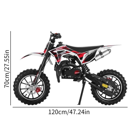 Porfeet 49cc 2-Stroke Kids Dirt Bike, Gas Power Motocross, Off Road Mini Motorcycle, Children Pocket Motorbike with Front Rear Disc Brakes, Pull Start,Black