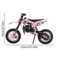 thumbnail image 1 of Porfeet 49cc 2-Stroke Kids Dirt Bike, Gas Power Motocross, Off Road Mini Motorcycle, Children Pocket Motorbike with Front Rear Disc Brakes, Pull Start,Pink, 1 of 12