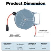Porfeet 50ft Retractable Air Hose Reel with 3/8" PU Hose, 300 PSI Max Pressure, Heavy Duty Automatic Rewind and Locking Mechanism, Wall/Ceiling Mountable, Lightweight Air Compressor