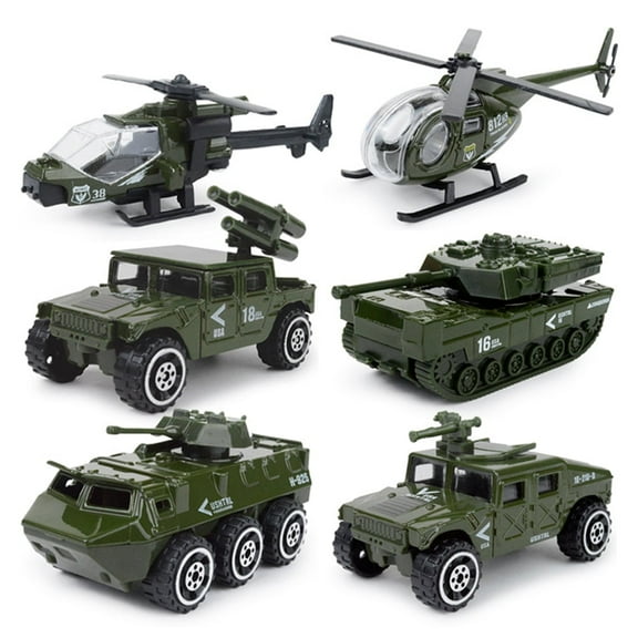 Porfeet 6Pcs 1/87 Diecast Special Polices Fire Truck Sliding Car Model Kids Toy Gift,Army Car#