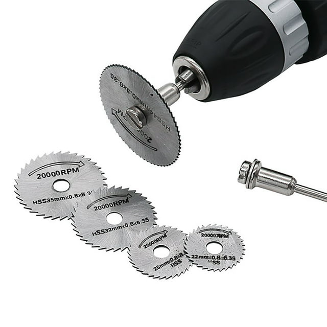Porfeet 7Pcs HSS Circular Cutting Disc Saw Blades Pole Set Wood Rotary Drill Accessories(4#)
