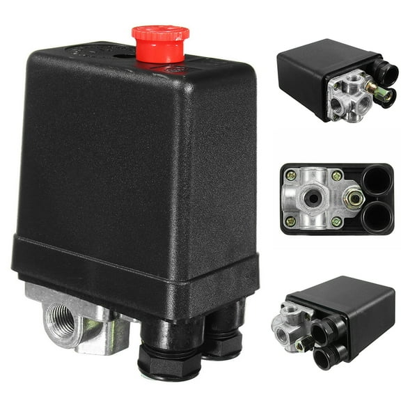 Porfeet 90-125PSI 20A Central Pneumatic Air Compressor Pressure Switch Control Valves(Black)