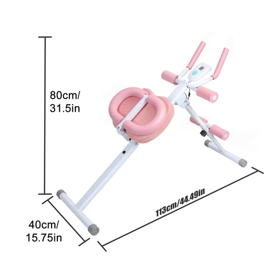Porfeet Ab Machine with LCD Data Display Screen, Thickened Foam Handle 5 Levels Height Adjustments Abdominal Trainer, Full Body Workout Abdominal Exercise Machine, Home Gym Exercise Equipment,Pink