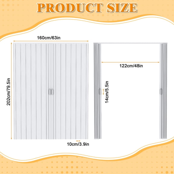 Porfeet Accordion Door,60x80in PVC Folding Door for Interior,Bifold Accordion Closet Door, Includes Latch, Handle, Mounting Hardware,Style B