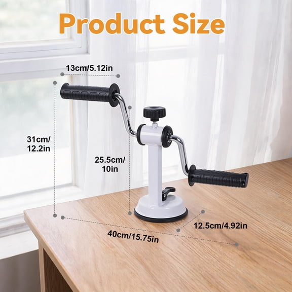 Porfeet Arm Exerciser for Seniors, Portable Arm Bike with Suction Cup Base, Adjustable Resistance, Arm and Shoulder Exercise Equipment for Physical Therapy, Rehabilitation,White