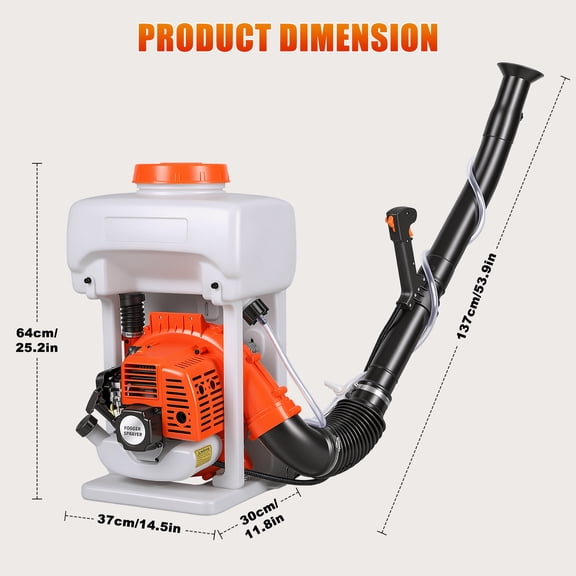Porfeet Backpack Fogger, Gas Powered Garden Sprayer, 43cc Engine, 3.7 Gallon Tank, Large Area Coverage, 6800rpm Insect Control Cold Fogger for Lawn Agricultural Spraying,Red