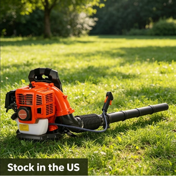 Porfeet Backpack Gas Powered Leaf Blower, 52CC 550CFM 2 Stroke Grass Lawn Blower Air Cooling Gasoline Backpack Grass Blower with Air-Cooled, Snow Blower for Outdoor _Orange