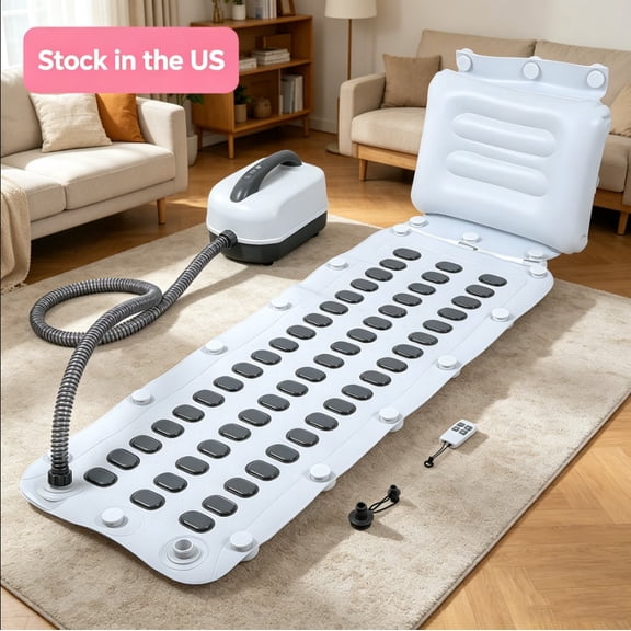 Porfeet Bubble Bath Mat,Bubble Bath Mat Tub Spa with Remote Control 6-Speed Adjustable & Upgraded Anti-Slip Suction Cup (44.9" x 16.9",White)