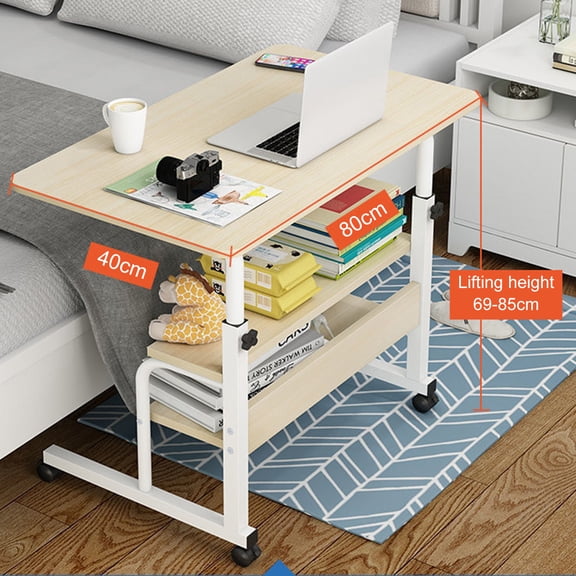Porfeet Computer Desk Height Adjustable Sturdy Construction Spacious Desktop with Casters Easy Movement Laptop Desk Table Office Mobility Workstation Office Supplies,Beige